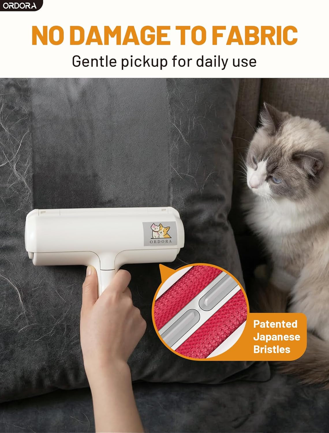 Reusable Pet Hair Remover Roller with Large Fur Bin for Couches, Bedding, Cars, Rugs, and Furniture - No Refills or Batteries Required