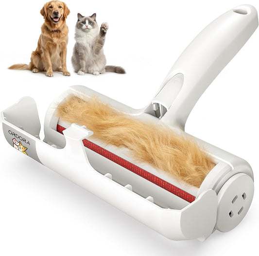 Reusable Pet Hair Remover Roller with Large Fur Bin for Couches, Bedding, Cars, Rugs, and Furniture - No Refills or Batteries Required