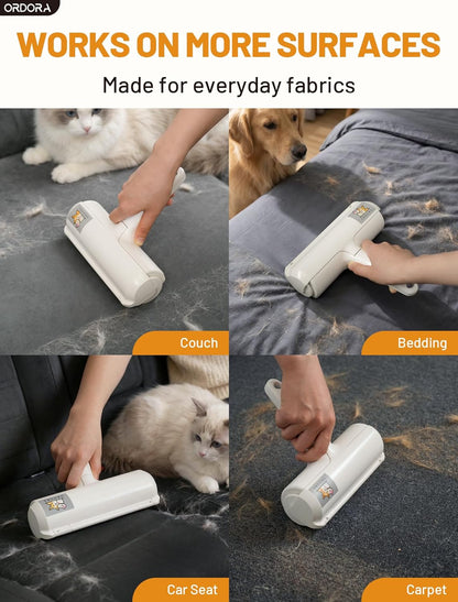 Reusable Pet Hair Remover Roller with Large Fur Bin for Couches, Bedding, Cars, Rugs, and Furniture - No Refills or Batteries Required