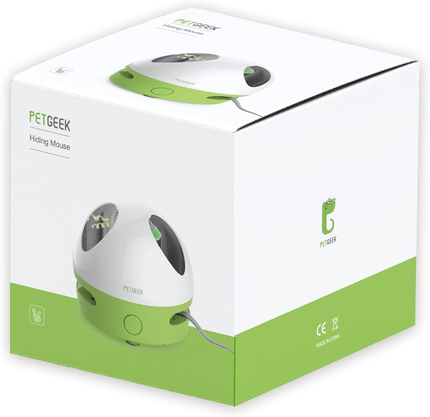 Hidey Mouse Interactive Electronic Cat Toy with Squeaky Mouse and Catnip, Automatic Indoor Play for Cats (Green)