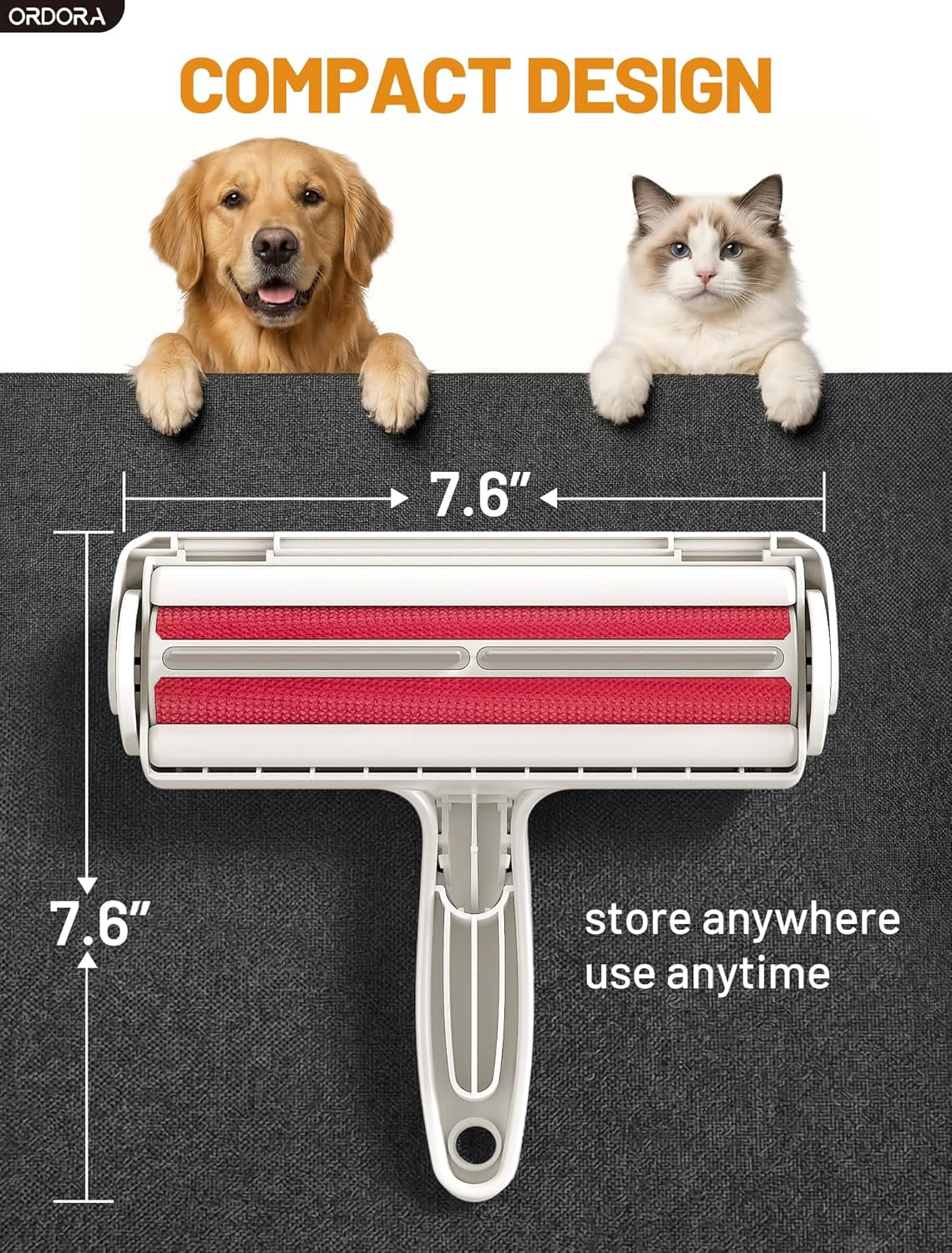 Reusable Pet Hair Remover Roller with Large Fur Bin for Couches, Bedding, Cars, Rugs, and Furniture - No Refills or Batteries Required