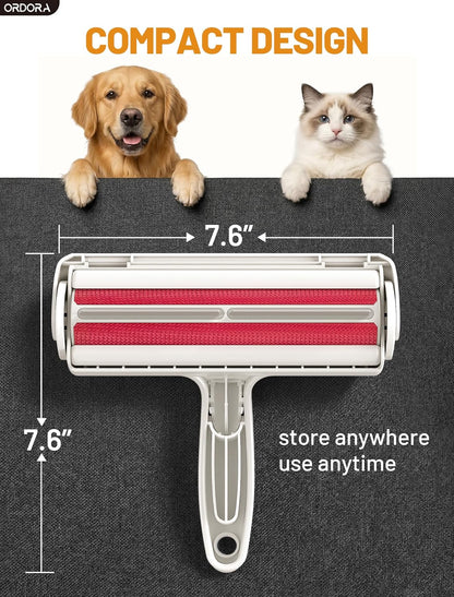 Reusable Pet Hair Remover Roller with Large Fur Bin for Couches, Bedding, Cars, Rugs, and Furniture - No Refills or Batteries Required