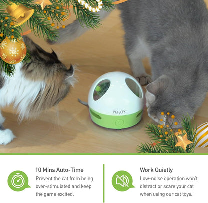 Hidey Mouse Interactive Electronic Cat Toy with Squeaky Mouse and Catnip, Automatic Indoor Play for Cats (Green)