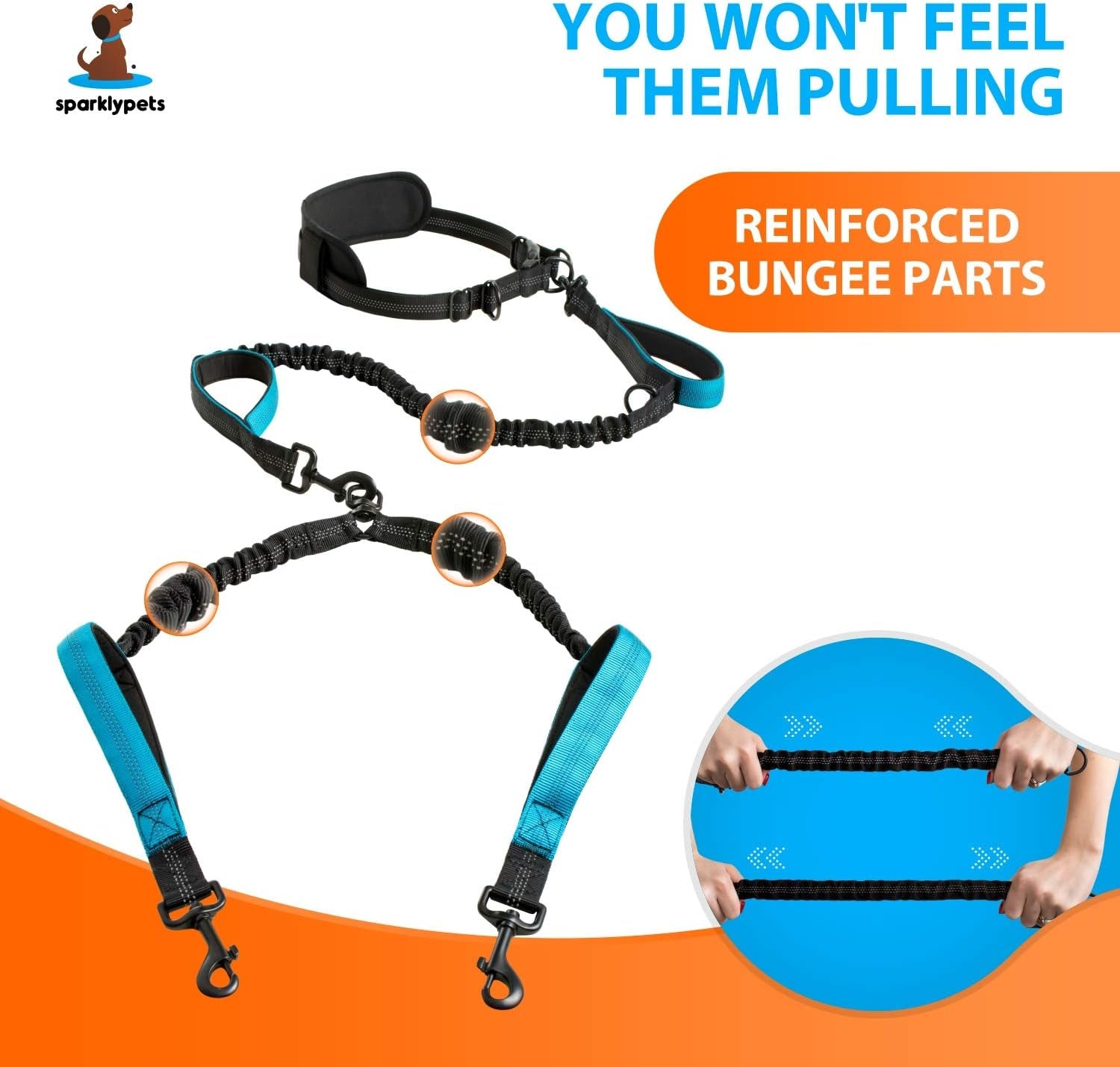 Hands-Free Double Dog Leash for Medium and Large Breeds - Dual Leash with Padded Handles, Reflective Stitching, No Pull, and Tangle-Free Design
