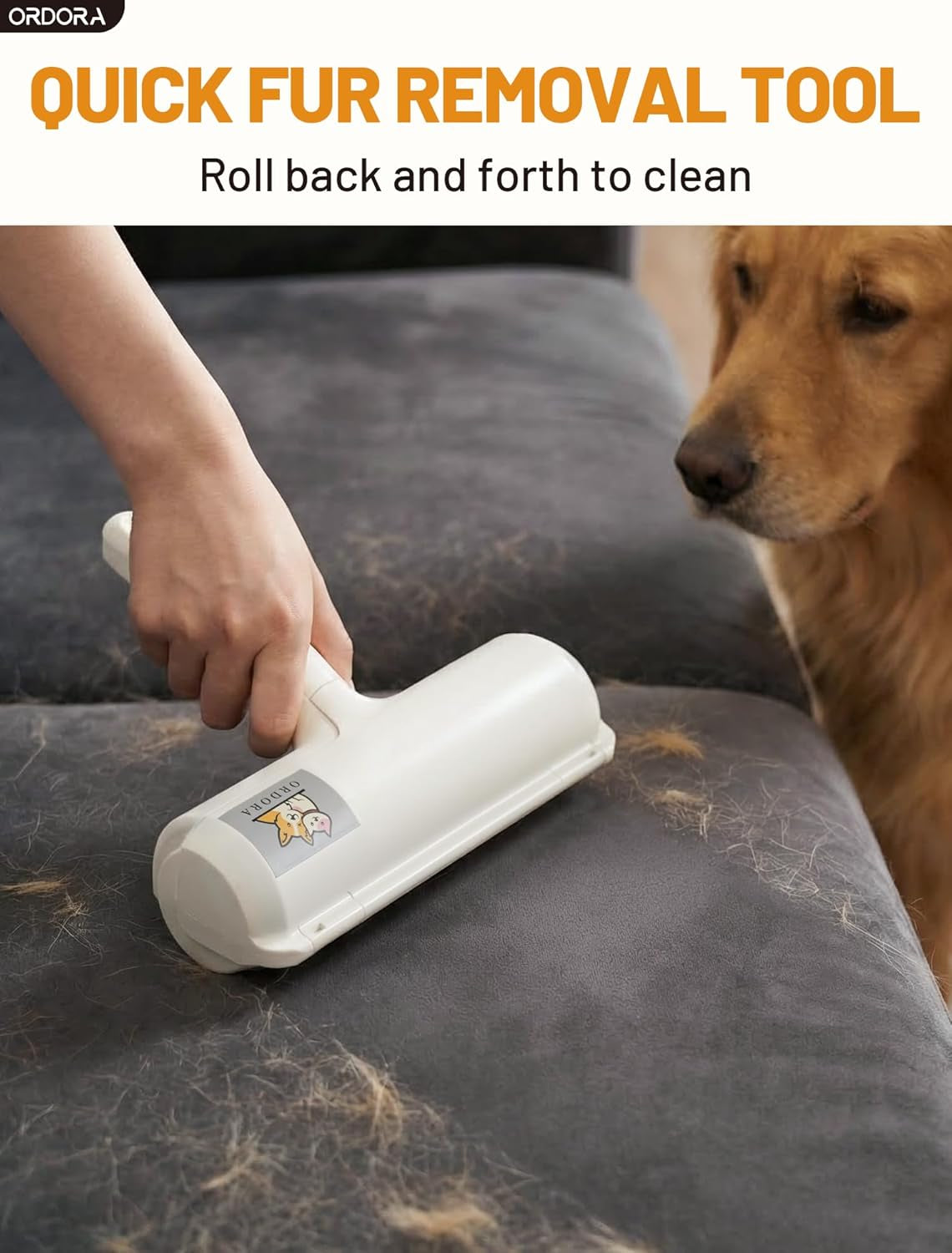 Reusable Pet Hair Remover Roller with Large Fur Bin for Couches, Bedding, Cars, Rugs, and Furniture - No Refills or Batteries Required