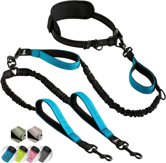 Hands-Free Double Dog Leash for Medium and Large Breeds - Dual Leash with Padded Handles, Reflective Stitching, No Pull, and Tangle-Free Design